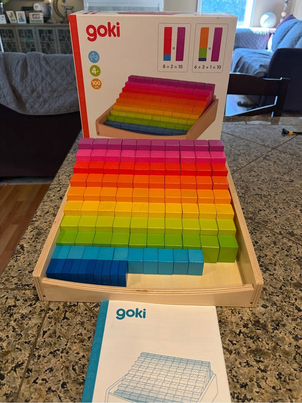 GOKI Wood Colorful Educational Mathematical Counting Blocks Complete Set!